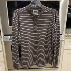 Eddie Bauer sport shop soft 100% cotton size tall large brown with white stripes